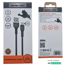 1M Braided Cable Panther Force 3A Fast Charge Lightning Aluminium Shell for iPhone devices