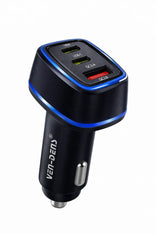 33W Ven-Dens 3x USB Ports Car Fast Charger with Built-in LED Lighting