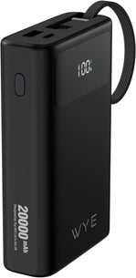 20000mAh PowerBank WYE with Built-In USB-C & 8-Pin Cables, 45W PD Fast Charging, LED Display, Portable Battery Pack for iPhone, Samsung, Google Pixel, Tablets & More