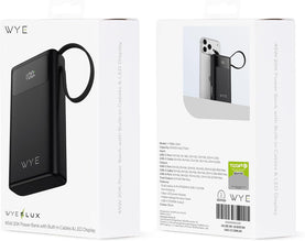 20000mAh PowerBank WYE with Built-In USB-C & 8-Pin Cables, 45W PD Fast Charging, LED Display, Portable Battery Pack for iPhone, Samsung, Google Pixel, Tablets & More
