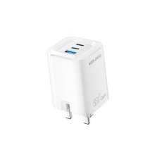 65W Ven Dens 3in1 Folding Gan Charger Plug with 2x USB - C ports and 1x USB - A port - IA Tech