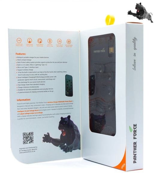 5-in-1 Panther Force Wireless 10,000mAh Power Bank 15W PD+QC 3.0 with ...