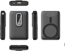 Panther Force Ultra-Thin 10,000 mAh Magnetic Wireless Power Bank 22.5W with 2 Ports and Built-In USB C: Compatible with Samsung Galaxy, Smartwatches, Wireless Earbuds, and iPhones 12/13/14/15