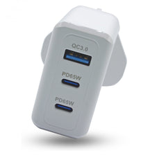 GaN 65W Fast Charging Plug with 2 USB-C PORT /1 USB-A PORT, Triple Port USB Charging Plug, 3 in 1 Charging Plug with 65W Power - interiorautotech